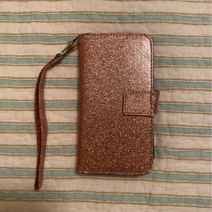 Sparkly pink Android K20 V phone case with card holders